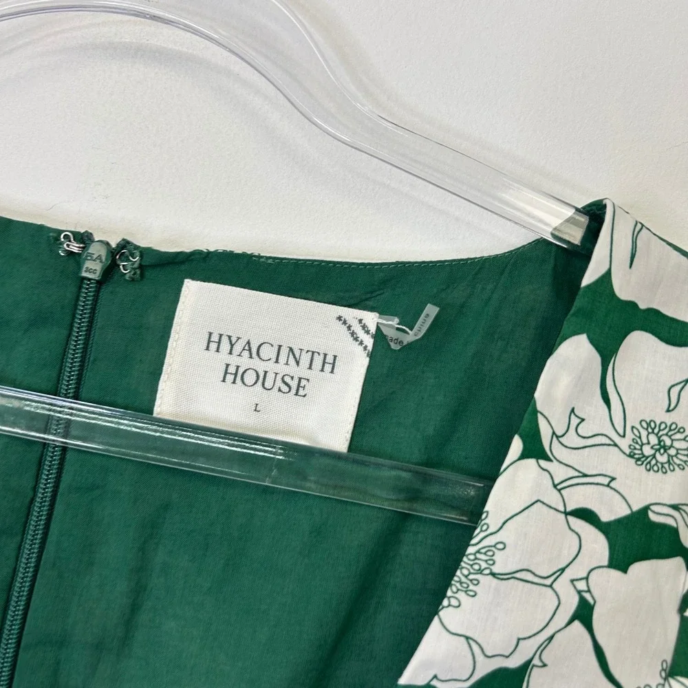 NEW Tuckernuck Hyacinth House Green Floral Puff Sleeve Top Women's Large Clemons